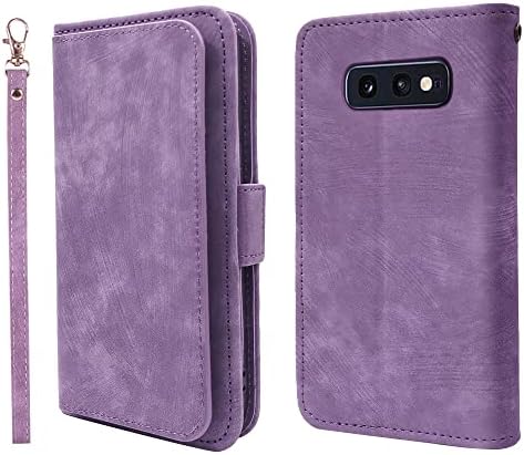 Furiet е Съвместим с Samsung Galaxy S10e Чанта-портфейл и каишка за китката Каишка Кожена Капака Държач за карти