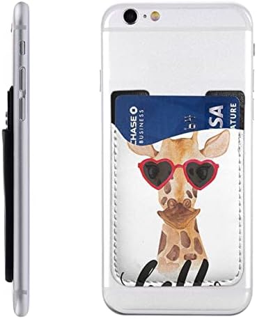 Държач за карти мобилен телефон под формата на жираф, Кожена вложка за портфейла, мобилния телефон, Еластичен