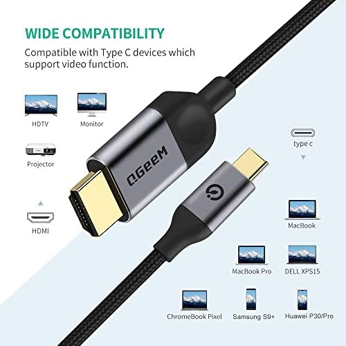 QGeeM USB C-HDMI Кабел-адаптер 4K, USB Type C-HDMI кабел Thunderbolt 3 е Съвместим с MacBook Pro 2017-2020,