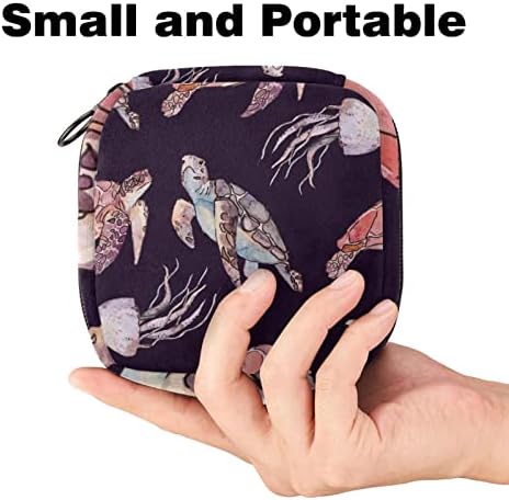 Чанта за съхранение на Хигиенни Кърпички, Чанта за Менструалната чашка с Морски Костенурки и Медузи ♫ Sealife,