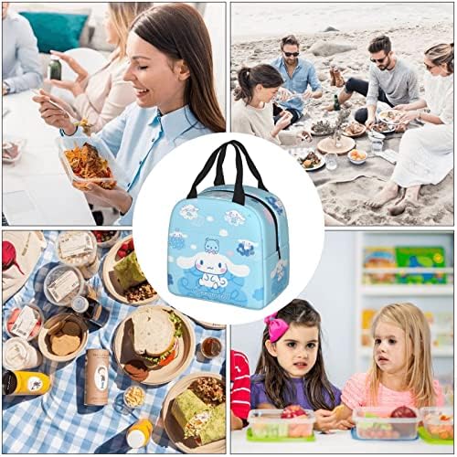 Случайна чанта за обяд с шарките на синия Заек, за жени или Момичета, Водоустойчив и Множество Чанта за обяд