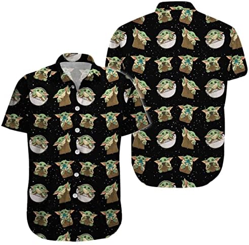 HuntFami Скъпа Зелена Детска Хавайска Риза на Чужденец с Космически Кораб, Ежедневни Риза Малък Зелен П Копчета,