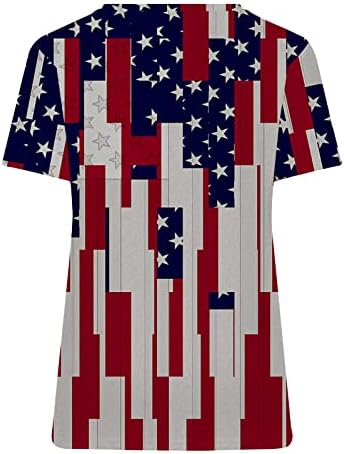 Тениска за Жени, Дамски Патриотични Ризи на 4 юли, Тениска с Американския Флаг, V-Образно Деколте, Летни Блузи