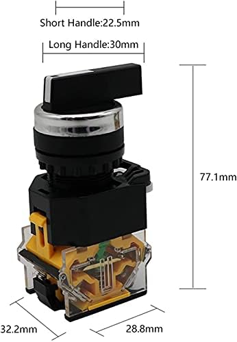 MAKEE 22 мм Дръжка Избор на Ротационен Превключвател С Моментално фиксиране 2NO 1NO1NC 2 и 3-Позиционен превключвател