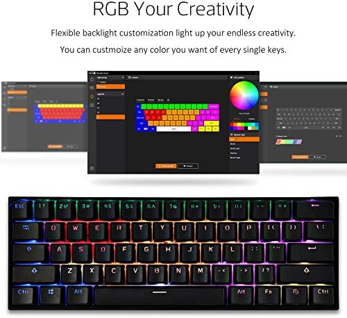Ръчна детска клавиатура CORN Anne Pro 2, с 61 клавиша, 60% подсветка True RGB - Жичен / Безжичен Bluetooth 5.0