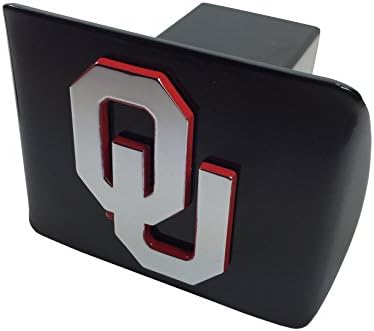 МЕТАЛНА емблема на Университета на Оклахома (хром с пурпурен тапицерия) на черна МЕТАЛНА капака сцепного устройство