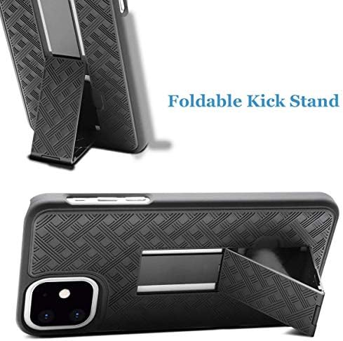 Чанта-Кобур с клип за колан, който е Съвместим с американския мобилен iPhone 11 - Завъртане на Капачката, Поставка за крака, Брони, Комбинирана Защита от падане