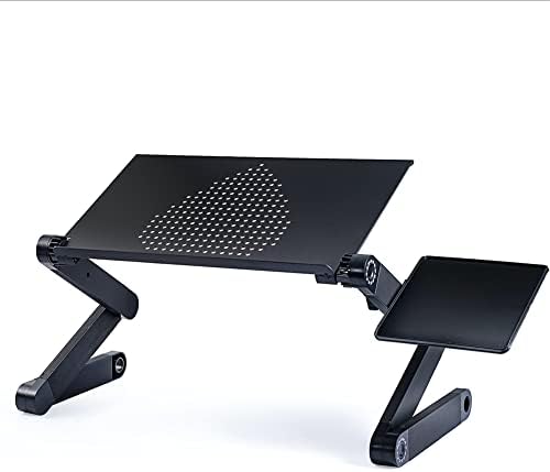 Алуминиева маса за лаптоп Hiermi със Сгъваема Поставка за лаптоп с Подложка за Мишки, Ергономичен в скута си,