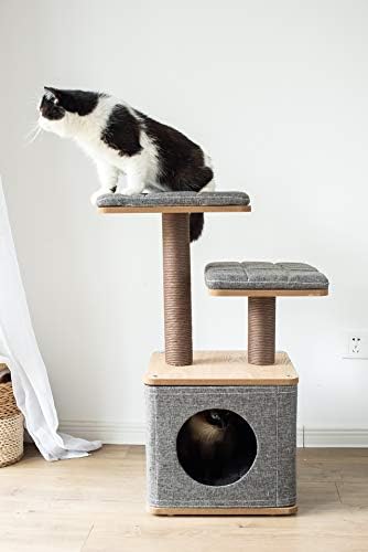 Скала PetPals-Двустепенна Кубическая мебели за котки Сив цвят (PP18501)
