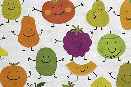 Забавно кърпа за подложка за йога Ambesonne, изображение Пъстри Усмихнати плодови герои под формата на Плътен