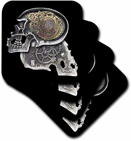 3dRose CST_102675_4 Steampunk-Готическа изображение на Черепа, от Изкуствена Метал-Влакчета за керамични плочки,