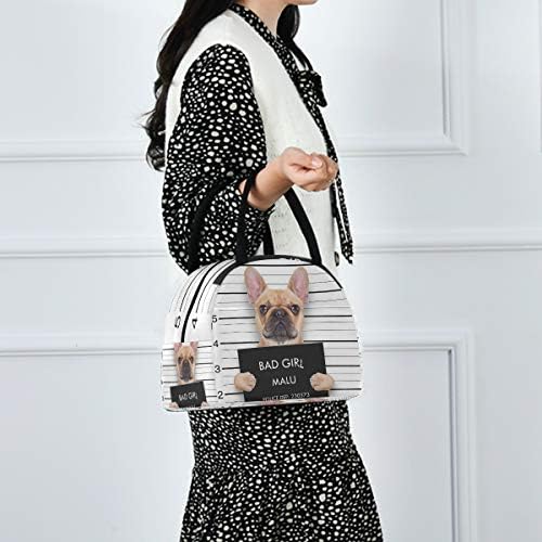 Случайна чанта за обяд Дамски - Куче Привлекателна Голяма Запечатани чанта за обяд с плечевыми ремъци на работна