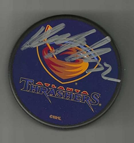 Кари Лехтонен Подписа Сувенири шайбата Атланта Трэшерс - за Миене на НХЛ с автограф