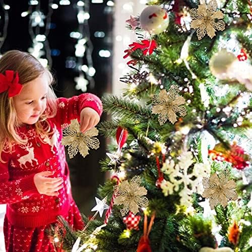 KESYOO10PCS Коледен Златен Прах Выдалбливают Цвете Коледен Венец Декоративни аксесоари