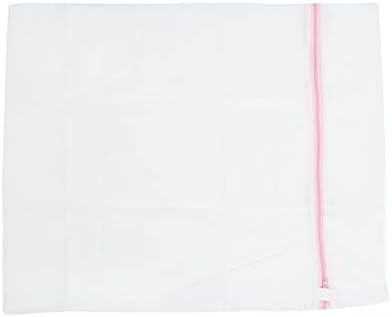 Qtqgoitem Домашно Розово държач за чанта за дрехи с бял найлонов от мрежа с цип 60 см x 55,5 см (модел: b44