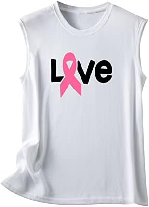 Памучен Тениска за Момичета, Есен-Лято 2023, Модна Тениска Без ръкав, с Кръгло Деколте, Графична Тениска за Почивка от Рак на Млечната Жлеза, Женска Тениска H2