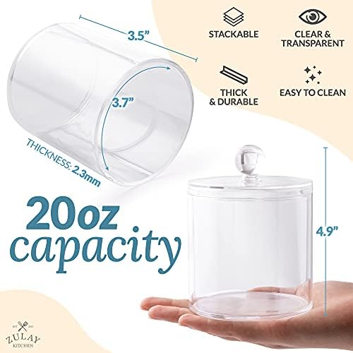 Zulay Home 2 опаковки Qtip Holder Кутийки за баня - Държач за памучни тампони 20 грама - Прозрачен Държач за