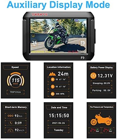 Видеорекордер за мотоциклет VSYSTO с 4-инчов екран, WiFi, датчици за налягането в гумите, наблюдение на паркинга,