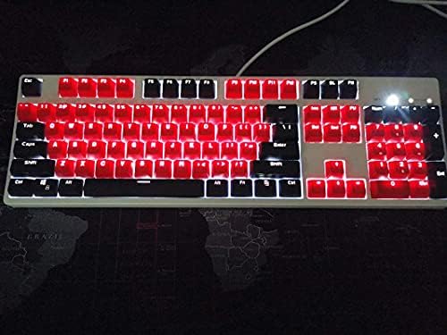 87/104 Клавиши Doubleshot Червено-Черни Шапки с подсветка от ПБТ за геймърска механична клавиатура Cherry MX