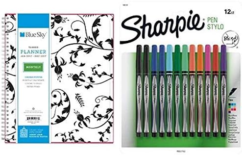 Дневник Blue Sky 2017 един месец, В переплетном формата, 8 x 10, Analeis (19570) и набор от маркери химикалки