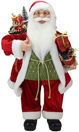 Northlight 24 Червено-Бял Дядо Коледа с Подаръци и Коледно фигура на Барабана