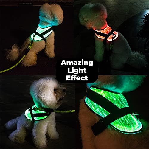 Шлейка за кучета с led подсветка, по цялата повърхност на 360 ° и каишка | Предназначена за малки кучета и кученца