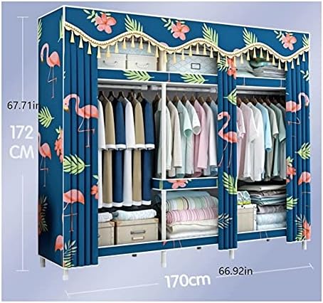 Преносим Шкаф Голям Шкаф-Органайзер За съхранение на дрехи с 2 Висящи пръчка и Сгъваеми Врати на Гардероб за Дневна, Спалня