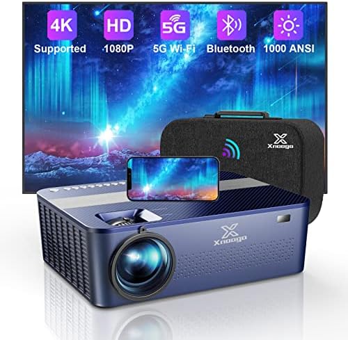 Проектор HD 1080P, 4k с Wi-Fi и Bluetooth, Уличен проектор XNoogo 1000 ANSI, 450 Дисплей, видео проектор 4k