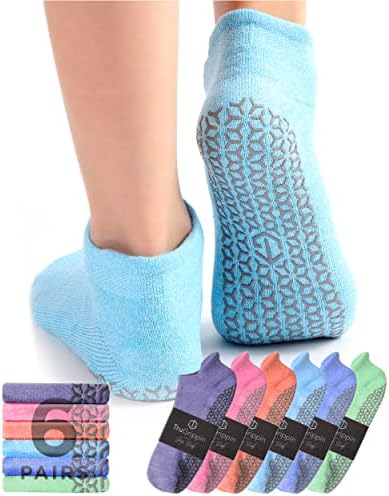TruGrippin 6 Чифта Чорапи за Пилатес с Дръжки за жени - Нескользящие Жените Чорапи за Йога, металообработващи