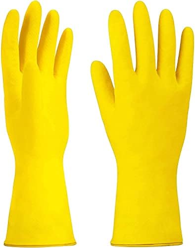 SteadMax 6 Опаковки Жълти Ръкавици за миене на съдове, Професионални Ръкавици От естествен латекс, За миене