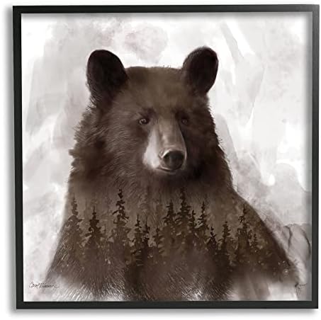 Портрет на Кафявата Мечка Stupell Industries Woodland, Абстрактен Борова гора, Дизайн Карол Робинсън, Стенно