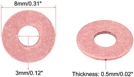 uxcell Изолирующая Миене 500шт 3 mm x 8 mm x 0,5 мм Червена Шайбата от Вулканизированного Влакна, Самозалепваща