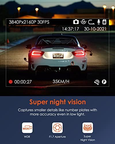 Видеорекордер Vantrue X4S True 4K 5G WiFi, Автомобилна камера 2160P с безплатно приложение, режим на паркиране