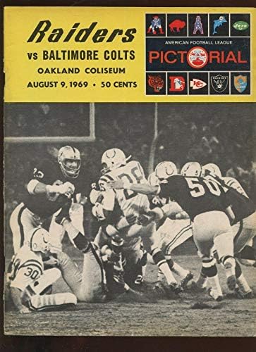 9 Август 1969 г. Предсезонная програма AFL Балтимор Колтс на Оукланд Рейдерз VGEX - Програма NFL