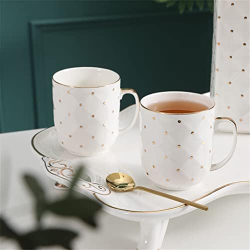 ZLXDP 8 Бр. Бял Порцеланов Кафе, Чай със Златни Точки Керамичен Чайник Тава За Съхранение на Кухненски Съдове