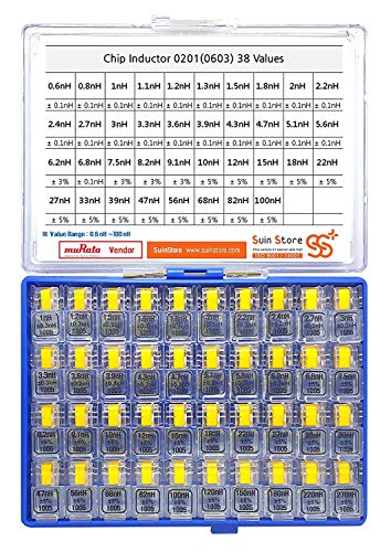 Индуктор SUINSYSTEM SMD Чип Assortment Kit 0201 инча (0603 мм), 0,6 nH ~ 100nH, 38 стойности, 300 бр. на стойност