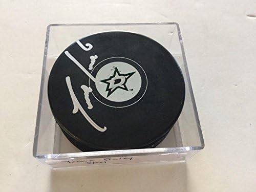 Хокейна шайба, с автограф Тревора Дейли Далас Старс, перални НХЛ с автограф d - Autographed