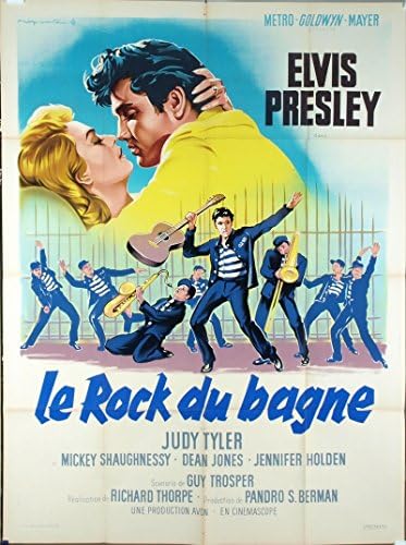 Някои рок (1957) на Оригиналния френски филм плакати Grande 47x63 Сгънат Чертеж на РОДЖЪР СОУБИ ЕЛВИС ПРЕСЛИ