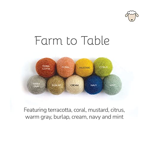 Гирлянда от фетровых топки, ръчно изработени от Фермата до масата от Sheep Farm Felt - Селски венец с дъга pom-помераните.