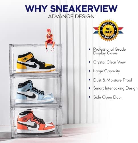 Прозрачни кутии за обувки Sneakerview с капак -360 ° От прозрачна пластмаса, Штабелируемое за съхранение на