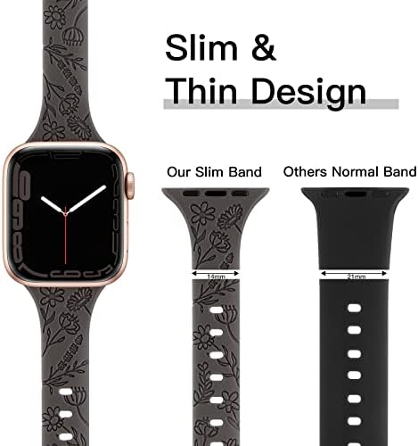 Тънки въжета с цветен надпис, съвместими с Apple Watch 38 мм, 40 мм 41 мм, Цветен и Деликатен Мек Силиконов