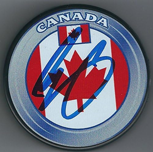 Хокейна шайба на националния отбор на Канада ЭВАНДЕРА КЕЙН с автограф - за Миене на НХЛ с автограф