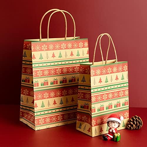 GOTOCUT 5 бр. Коледни Малки Хартиени торби от крафт-хартия с дръжки, Подаръчни Торбички на Едро, магазини за