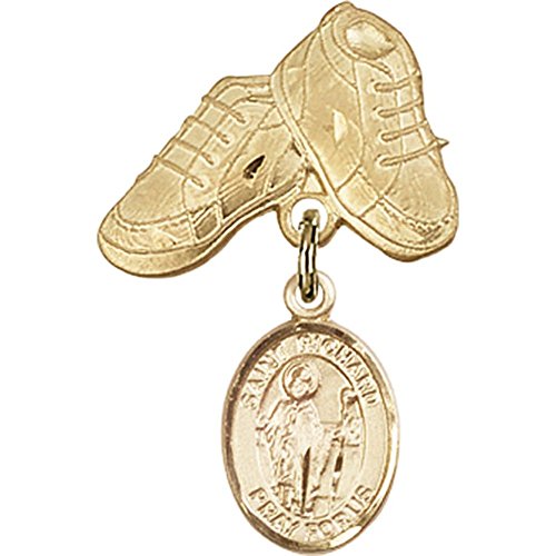 Детски иконата със златен пълнеж, талисман на Свети Ричард и игла за детски сапожек размер 1 X 5/8 инча