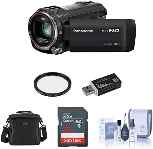 Видеокамера Panasonic HC-V785K Full HD с 20-кратно оптично увеличение, В комплект с карта с памет SD с обем