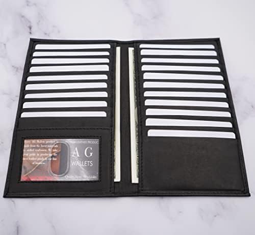 AG Портфейли От Естествена кожа, Мъжки Дълги ID 19 Портфейл за кредитни карти Черен (RFID_Black)