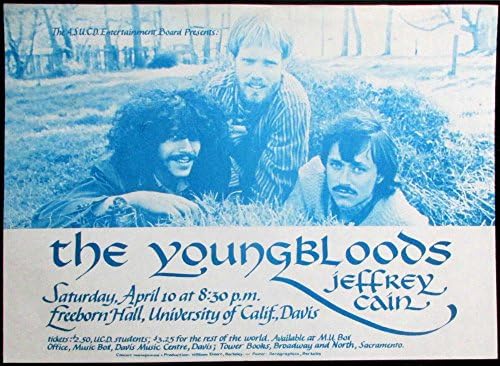 Youngbloods Оригиналната Рекламна билборд 1972 Freeborn Hall Дейвис Калифорния 1972 Недостатък