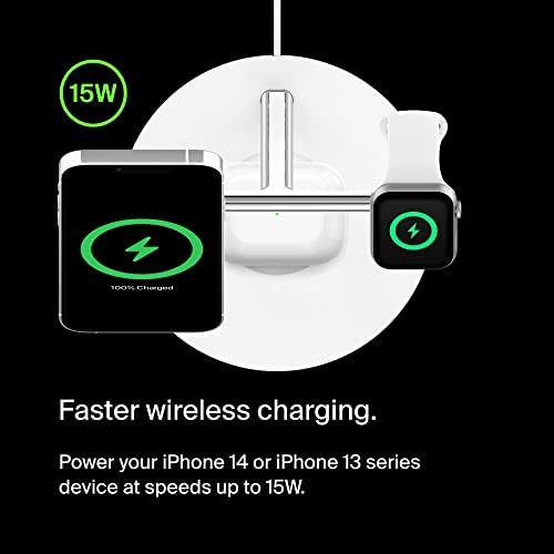 Безжична зарядно устройство ще захранване на поставка Belkin MagSafe 3-в-1 - 2-то ПОКОЛЕНИЕ с 33% по-бърза безжична
