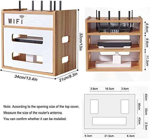 Дървена Кутия за съхранение, WiFi-Рутер, Рафт за Рутер, кабелен Модем, на Кутията на Рутера, Организирана Ивица