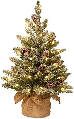 Изкуствена мини-Коледна елха Tree National Company с предварителна подсветка | Включва В себе си Малки бели